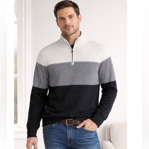 DOCKERS Colorblock 1/4 Zip Sweater XL